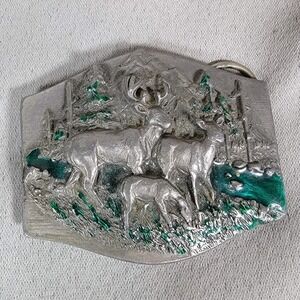 Standing Deer Elk Buck Wildlife Hunting Hunter Vintage 1989 Siskiyou Belt Buckle